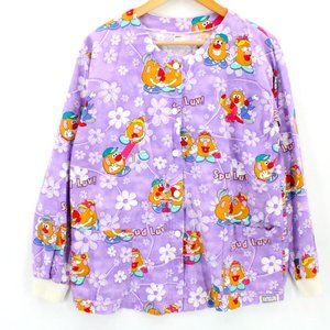 Vintage Castel Scrub Top Womens Mr & Mrs Potato Graphic All Over Print M